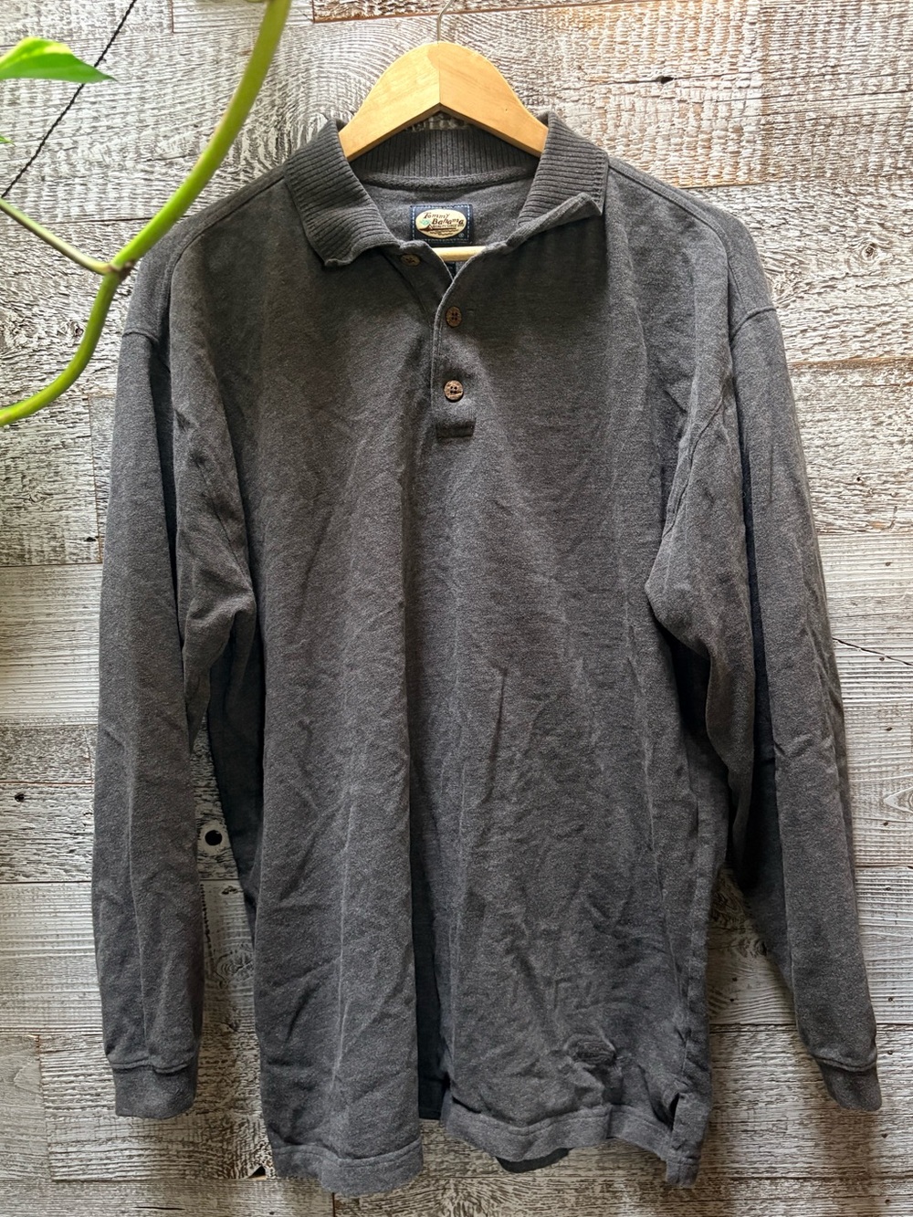 Tommy Bahama | Long-Sleeve Cotton Henley Polo Shirt - Medium, Gray